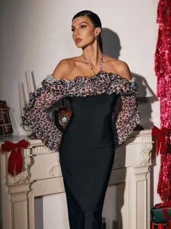 Dresses|Maxi Dresses*Bandage Borosak Halterneck Leopard Maxi Dress