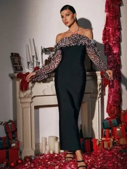 Dresses|Maxi Dresses*Bandage Borosak Halterneck Leopard Maxi Dress