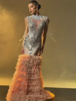 Embellishment|Dresses*Embellishment Brielle Rhinestone Tulle Trimmed Maxi Dress