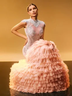Embellishment|Dresses*Embellishment Brielle Rhinestone Tulle Trimmed Maxi Dress