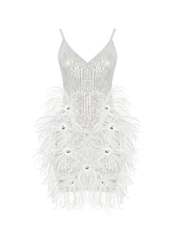 Dresses|Mini Dresses*Mew Mews Fashion Bronte Pearl Sequin Feather Mini Dress