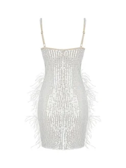 Dresses|Mini Dresses*Mew Mews Fashion Bronte Pearl Sequin Feather Mini Dress