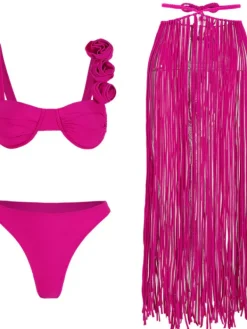 Bikini Sets|Swimwear*Mew Mews Fashion Bryslen Fringe Bikini Three Piece Set