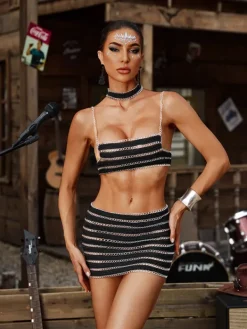 Sets & Co-ords*Mew Mews Fashion Brystelle Spaghetti Chain Skirt Set