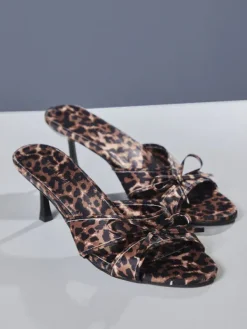 Shoes*Mew Mews Fashion Cabau Bow Leopard Sandals