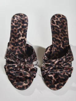 Shoes*Mew Mews Fashion Cabau Bow Leopard Sandals