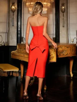Dresses|Midi Dresses*Bandage Cactus Bow Cutout Midi Dress