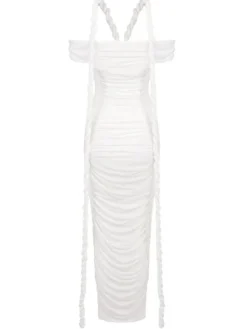Dresses|Maxi Dresses*Mew Mews Fashion Caishen Off Shoulder Ruched Maxi Dress In White