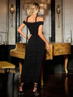 Dresses|Maxi Dresses*Mew Mews Fashion Caishen Off Shoulder Ruched Maxi Dress In Black