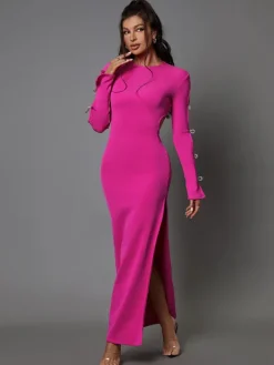 Dresses|Maxi Dresses*Bandage Calantha Crystal Bow Cutout Dress