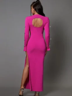 Dresses|Maxi Dresses*Bandage Calantha Crystal Bow Cutout Dress