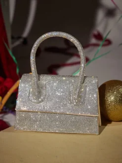 Bags*Mew Mews Fashion Caleo Crystal Clutch In Silver