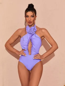 Bikini Sets|Swimwear*Mew Mews Fashion Cally Halterneck Swimwear Two Piece Set In Lilac