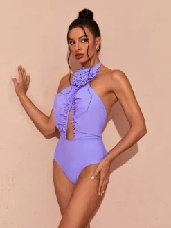 Bikini Sets|Swimwear*Mew Mews Fashion Cally Halterneck Swimwear Two Piece Set In Lilac