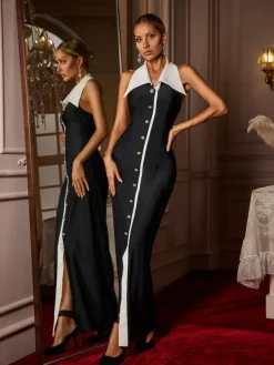 Dresses|Maxi Dresses*Mew Mews Fashion Cambrie Folded Collar Button Maxi Dress