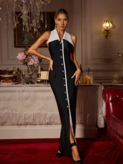 Dresses|Maxi Dresses*Mew Mews Fashion Cambrie Folded Collar Button Maxi Dress