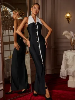 Dresses|Maxi Dresses*Mew Mews Fashion Cambrie Folded Collar Button Maxi Dress