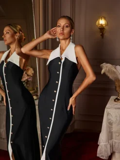 Dresses|Maxi Dresses*Mew Mews Fashion Cambrie Folded Collar Button Maxi Dress