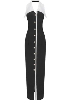 Dresses|Maxi Dresses*Mew Mews Fashion Cambrie Folded Collar Button Maxi Dress