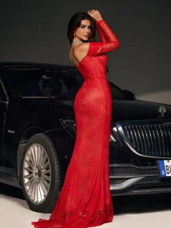 Embellishment|Dresses*Lu Yili Capella Off Shoulder Lace Mermaid Maxi Dress