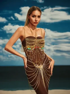 Beaded Wear|Tops*Mew Mews Fashion O/S Cappy Gemstone Beaded Bralette