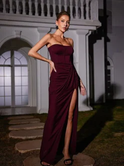 Dresses|Maxi Dresses*Mew Mews Fashion Carew Strapless Ruched Dress In Brown