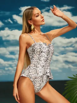 One Piece|Swimwear*Mew Mews Fashion Carlen Snake Printed One Piece Swimsuit