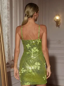 Embellishment|Dresses*Lu Yili Carolynne Butterfly Rhinestone Sequin Mini Dress