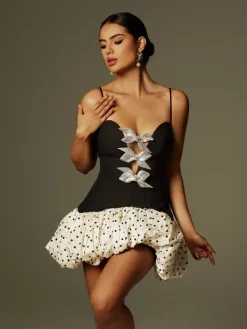 Dresses|Mini Dresses*Mew Mews Fashion Carsie Spaghetti Dot Printed Mini Dress