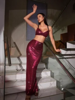 Sets & Co-ords*Mew Mews Fashion Cassiel Sequin Split Skirt Set