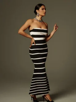 Dresses|Maxi Dresses*Bandage Cathee Strapless Stripe Maxi Dress