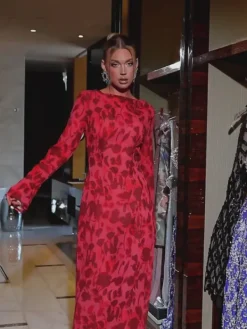 Dresses|Maxi Dresses*Mew Mews Fashion Cecily Long Sleeve Rose Printed Maxi Dress