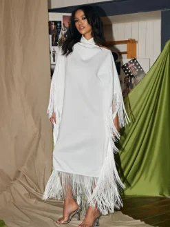 Dresses|Maxi Dresses*Mew Mews Fashion Ceridwen Cricross Fringe Kaftan Dress