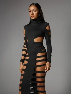Sets & Co-ords*Mew Mews Fashion Ceslee Long Sleeve Cutout Skirt Set In Black