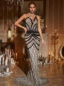 Embellishment|Dresses*Embellishment Chase One Shoulder Sequin Corded Maxi Dress
