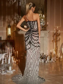 Embellishment|Dresses*Embellishment Chase One Shoulder Sequin Corded Maxi Dress