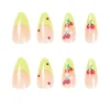 Press On Nails*Mew Mews Fashion Cherry French Green Edge Press On Nails