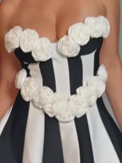 Dresses|Mini Dresses*Bandage Chiyeko Strapless Flower Stripe Mini Dress