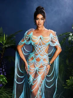 Dresses|Maxi Dresses*Jiu Bajia O/S Clarrisa Sequin Embellished Maxi Dress In Blue
