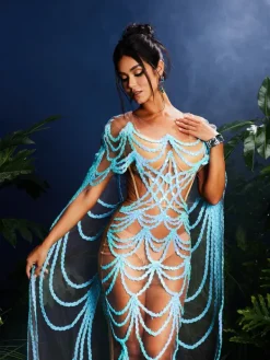 Dresses|Maxi Dresses*Jiu Bajia O/S Clarrisa Sequin Embellished Maxi Dress In Blue
