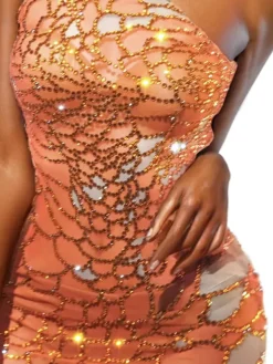 Dresses|Mini Dresses*Jiu Bajia O/S Clauda One Shoulder Rhinestone Mini Dress