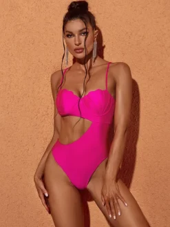 One Piece|Swimwear*Mew Mews Fashion Codi Cutout One Piece Swimsuit In Hot Pink