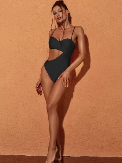 One Piece|Swimwear*Mew Mews Fashion Codi Cutout One Piece Swimsuit In Black