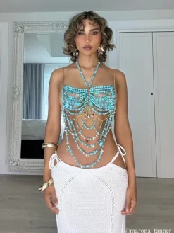 Beaded Wear*Mew Mews Fashion O/S Conrad Gemstone Beaded Bralette