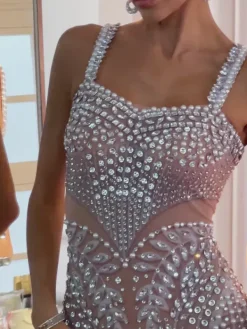 Embellishment|Dresses*Embellishment Cortel Rhinestone Pearl Embellished Maxi Dress