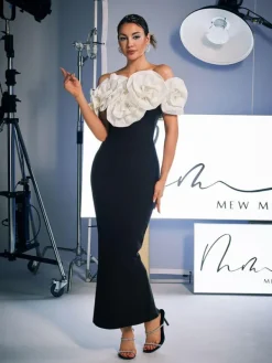 Dresses|Maxi Dresses*Bandage Creed Off Shoulder Flower Dress
