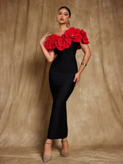 Dresses|Maxi Dresses*Bandage Creed Off Shoulder Flower Dress In Red