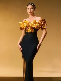 Dresses|Maxi Dresses*Mew Mews Fashion Crete Off Shoulder Flower Bandage Dress