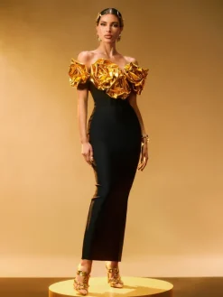 Dresses|Maxi Dresses*Mew Mews Fashion Crete Off Shoulder Flower Bandage Dress