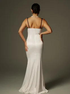 Dresses|Maxi Dresses*Mew Mews Fashion Crispina Plunge Neck Satin Maxi Dress